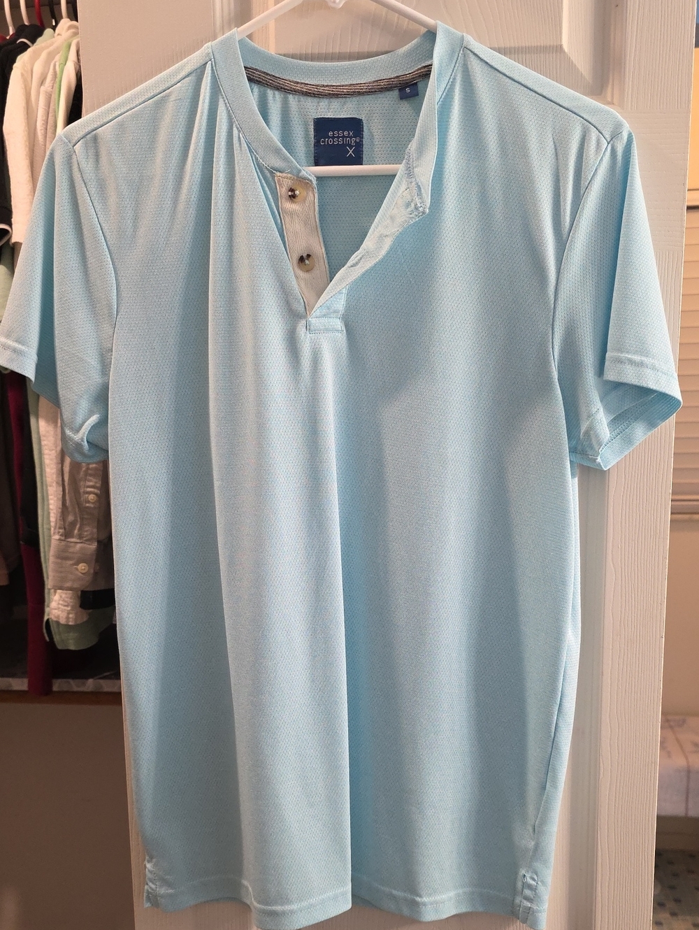 Light Blue Henley Polo for Men